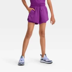 Girls' Double Layered Run Shorts - All In Motion™ -All In Motion GUEST 04f85437 f8d9 4e4a 9b34 e4861c7b2b5a