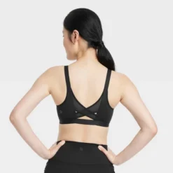Women's High Support Sculpt Zip-Front Mesh Crossback Sports Bra - All In Motion™