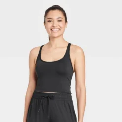 Women's Light Support Brushed Strappy Crop Sports Bra - All In Motion™ -All In Motion GUEST 111ded8e 916e 4d57 a94e f85c20449081