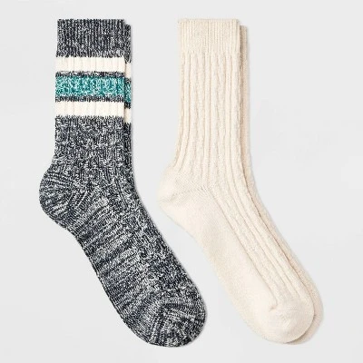 Women's 2pk Lightweight Super Soft Striped Cable Knit Crew Boot Socks - All In Motion™ 4-10 5 Women's 2pk Lightweight Super Soft Striped Cable Knit Crew Boot Socks - All In Motion™ 4-10 - Image 3