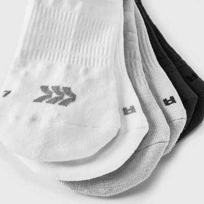 Women's 3pk Mesh Striped No Show Tab Socks - All In Motion™ White/Light Gray/Dark Gray 4-10: Arch Support, Cushioned 4 Women's 3pk Mesh Striped No Show Tab Socks - All In Motion™ White/Light Gray/Dark Gray 4-10: Arch Support, Cushioned - Image 2