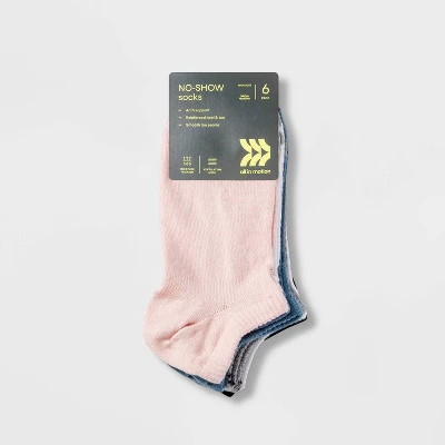 Women's Lightweight Mesh Striped L-Band 6pk No Show Athletic Socks - All In Motion™ Pink/Blue/Grey/White 4-10 3 Women's Lightweight Mesh Striped L-Band 6pk No Show Athletic Socks - All In Motion™ Pink/Blue/Grey/White 4-10
