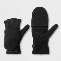 Men's Flip Top Fleece Gloves - All In Motion™ Black -All In Motion GUEST 297a65e5 af1e 46ed 8741 7cf98d5d71d0