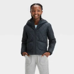 Girls' Solid Quilted Jacket - All In Motion™ -All In Motion GUEST 32f6f39a 73c7 4b1d 9a85 2ce8da82c13b