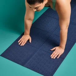 Folding Travel Yoga Mat Navy 3mm Blue - All In Motion™: Rubber, Solid Pattern