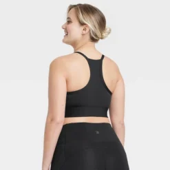 Women's Light Support Brushed Sculpt Halter Midline Sports Bra - All In Motion™ -All In Motion GUEST 3a0b9808 96b3 497b 912c a8bcec1e0966