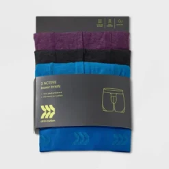Men's Active 3pk Boxer Briefs - All In Motion™ Heathered Purple