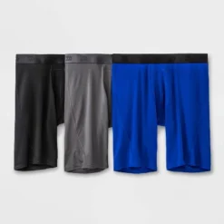Men's Jersey Mesh Performance 3pk Long Leg Boxer Briefs - All In Motion™ Black/Gray/Blue -All In Motion GUEST 4bc5faa5 aed6 4e6c a086 b2e96a2a8477