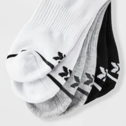 Men's Striped Ankle Socks 6+1pk - All In Motion™ Black/Gray/White 6-12: Recycled Polyester, Cotton, Nylon, Spandex, Knit -All In Motion GUEST 4c63ef9d 8a04 4a1d a671 c8043791f09a
