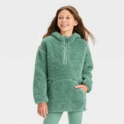 Girls' Fleece 1/2 Zip Pullover - All In Motion™ -All In Motion GUEST 4d195655 200a 4024 9d1a c3e2b820ba7e