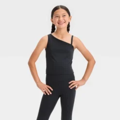 Girls' Asymmetrical Cropped Tank Top - All In Motion™ -All In Motion GUEST 507c54f2 8a2a 4bce afcc 941adf4cbbcd