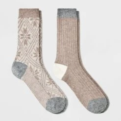 Women's 2pk Midweight Wool Blend Fair Isle Diamond Snowflake Crew Socks - All In Motion™ 4-10 -All In Motion GUEST 51ddf294 3faa 4798 8bad 4833827bddfe