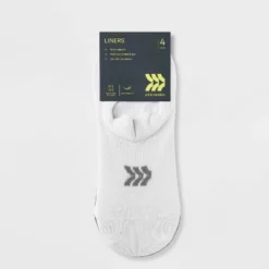 Women's 4pk Lightweight Front Tab Liner Athletic Socks - All In Motion™ White/Heather Gray/Black 4-10