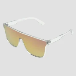 Women's Shield Sunglasses With Peach Lenses - All In Motion™ Clear