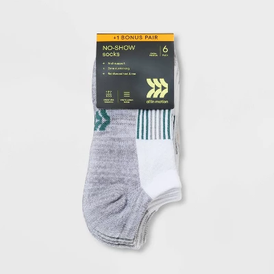 Women's Finish Line Striped Cushioned 6+1 Bonus Pack No Show Athletic Socks - All In Motion™ White 4-10 3 Women's Finish Line Striped Cushioned 6+1 Bonus Pack No Show Athletic Socks - All In Motion™ White 4-10