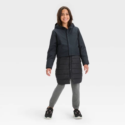 Girls' Solid 3-in-1 Jacket - All In Motion™ Black 6 Girls' Solid 3-in-1 Jacket - All In Motion™ Black - Image 4
