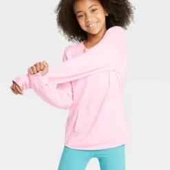 Girls' Cozy Lightweight Fleece Crewneck Sweatshirt - All In Motion™ -All In Motion GUEST 6fdabba6 1aa4 4309 88e2 3dfd197da530