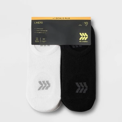 Women's Lightweight 10+1 Bonus Pack Liner Athletic Socks - All In Motion™ Black/White 4-10 3 Women's Lightweight 10+1 Bonus Pack Liner Athletic Socks - All In Motion™ Black/White 4-10