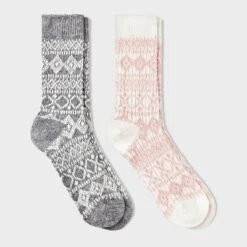 Women's 2pk Midweight Wool Blend Sweater Fair Isle Crew Socks - All In Motion™ 4-10 -All In Motion GUEST 896456df ef7f 4622 92e6 0513acc642ad