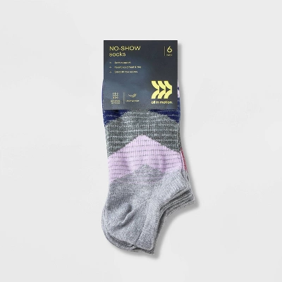 Women's 6pk Lightweight Chevron Striped No Show Athletic Socks - All In Motion™ 4-10 3 Women's 6pk Lightweight Chevron Striped No Show Athletic Socks - All In Motion™ 4-10