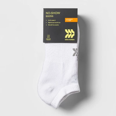 Women's Extended Size Cushioned 6+1 Bonus Pack No Show Athletic Socks - All In Motion™ White 3 Women's Extended Size Cushioned 6+1 Bonus Pack No Show Athletic Socks - All In Motion™ White