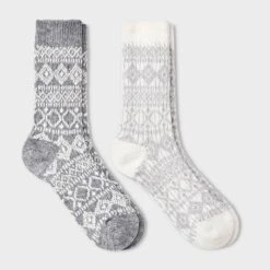 Women's 2pk Midweight Wool Blend Sweater Fair Isle Crew Socks - All In Motion™ 4-10 -All In Motion GUEST a91f4b68 5527 4429 938a 0ef0c6960ab1