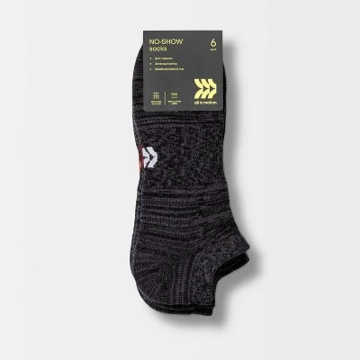 Men's Random Feed No Show Socks 6pk - All In Motion™ Black 6-12 3 Men's Random Feed No Show Socks 6pk - All In Motion™ Black 6-12