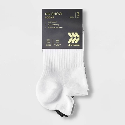 Women's 3pk Mesh Striped No Show Tab Socks - All In Motion™ White/Light Gray/Dark Gray 4-10: Arch Support, Cushioned 3 Women's 3pk Mesh Striped No Show Tab Socks - All In Motion™ White/Light Gray/Dark Gray 4-10: Arch Support, Cushioned