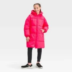 Girls' Solid Puffer Jacket - All In Motion™ -All In Motion GUEST c2fb80e8 5532 4e07 942c 7b9ab75dee36