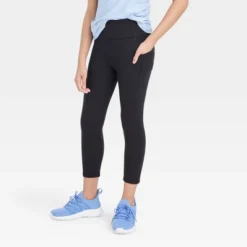 Girls' Pocket Cropped Leggings - All In Motion™ Black -All In Motion GUEST d088a047 389d 41b4 b687 af426059eef9