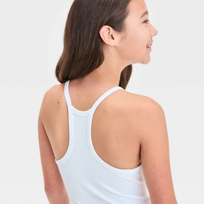 Girls' Seamless Crop Tank Top - All In Motion™ White XXL: Fit, Midweight Knit, Pullover, Roundneck, Sleeveless 4 Girls' Seamless Crop Tank Top - All In Motion™ White XXL: Fit, Midweight Knit, Pullover, Roundneck, Sleeveless - Image 2