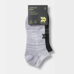 Women's Extended Size Cushioned 6pk Low Cut Athletic Socks - All In Motion™ - Heather Gray/Black 8-12