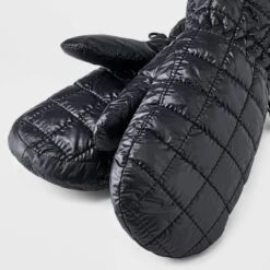 Girls' Quilted Puffer Mittens - All In Motion™ Black