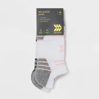 Women's Striped Cushioned 4pk No Show Athletic Socks - All In Motion™ - White/Pastels 4-10 3 Women's Striped Cushioned 4pk No Show Athletic Socks - All In Motion™ - White/Pastels 4-10